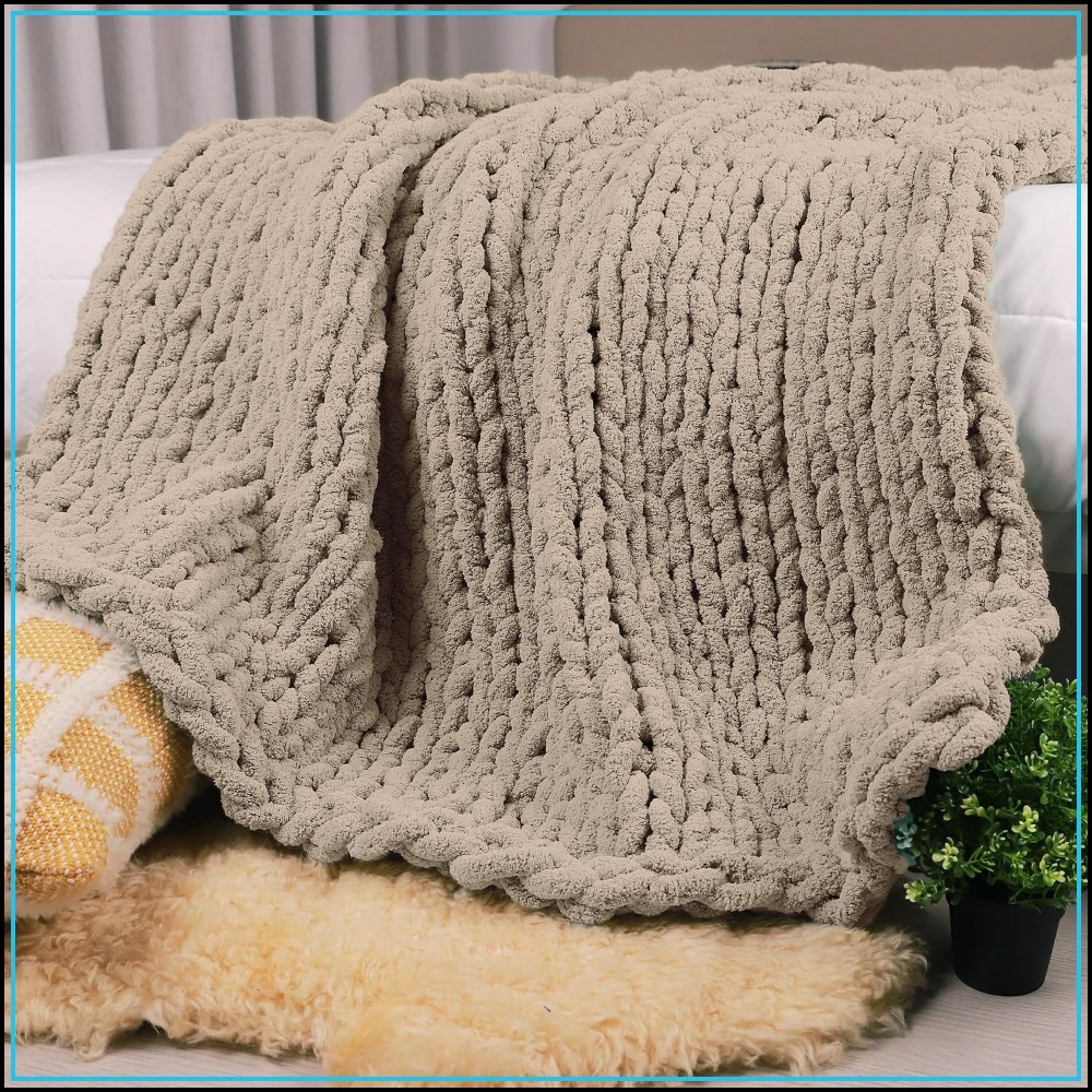 Throw Blanket Chunky Knit - Handmade Chunky Knit Throw Blanket 50