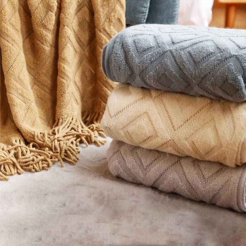 Blanket for Beds Nordic Knitte - Throw Blanket Chunky Knit avaliação e preço