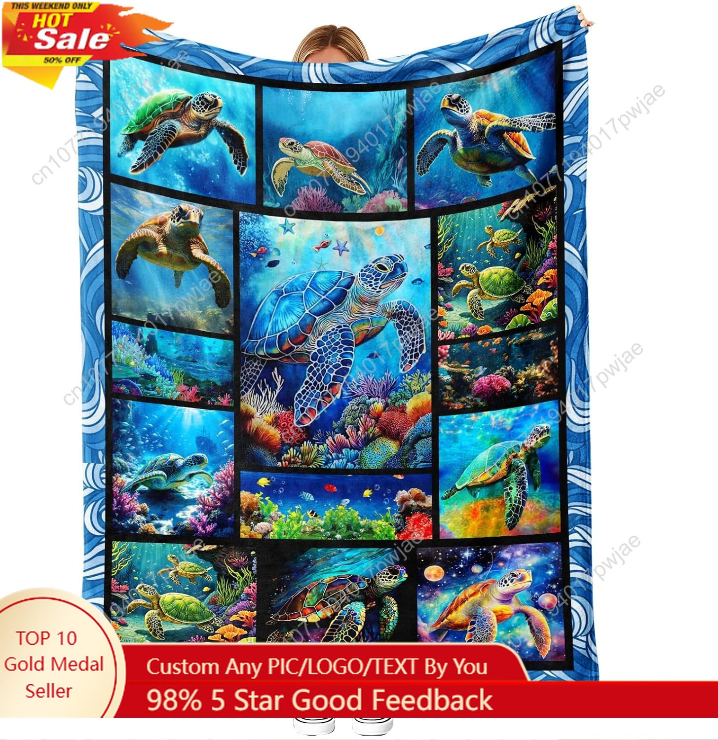 Sea Turtle Flannel Throw Blank - Home Of Textiles avaliação e preço