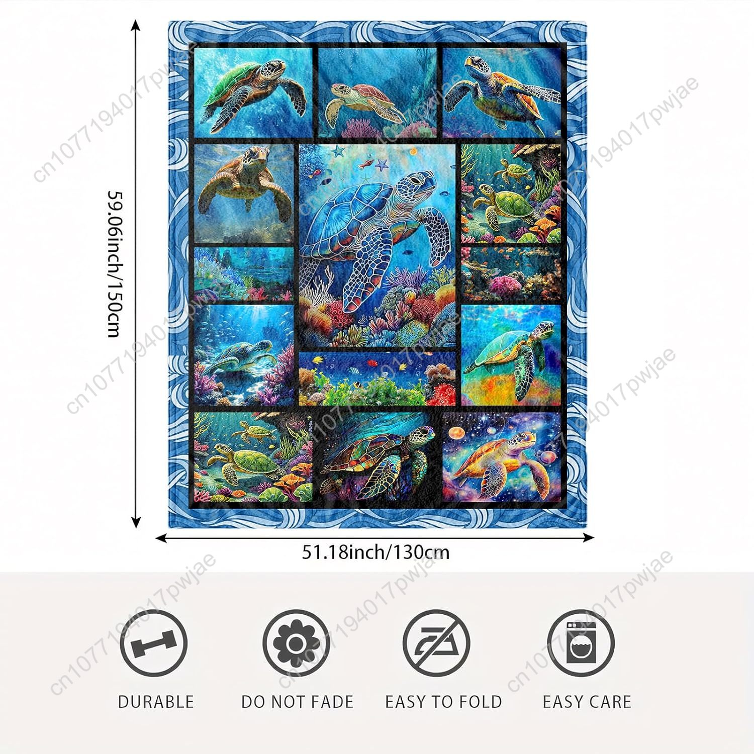 Sea Turtle Flannel Throw Blank - Home Of Textiles avaliação e preço