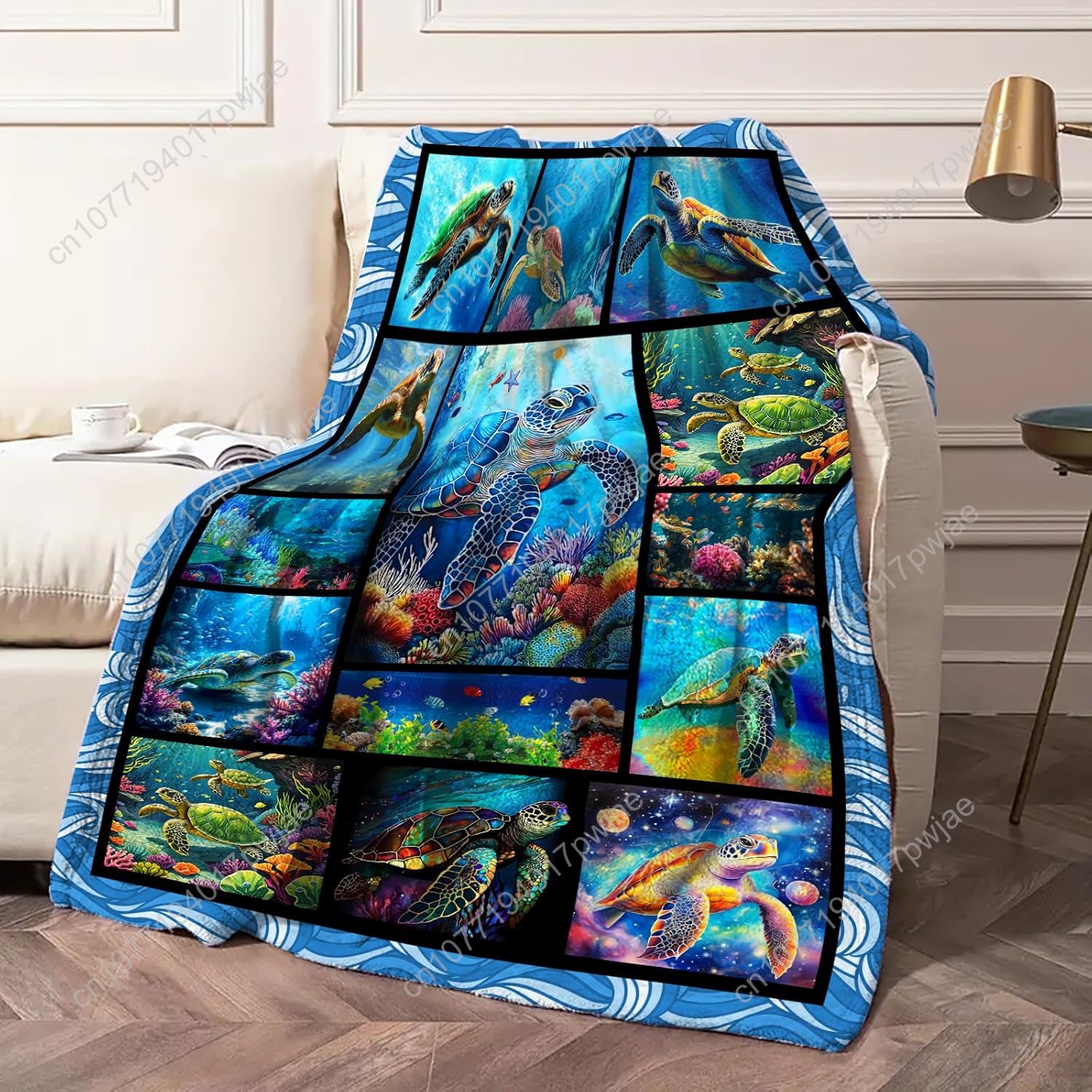 Sea Turtle Flannel Throw Blank - Home Of Textiles avaliação e preço