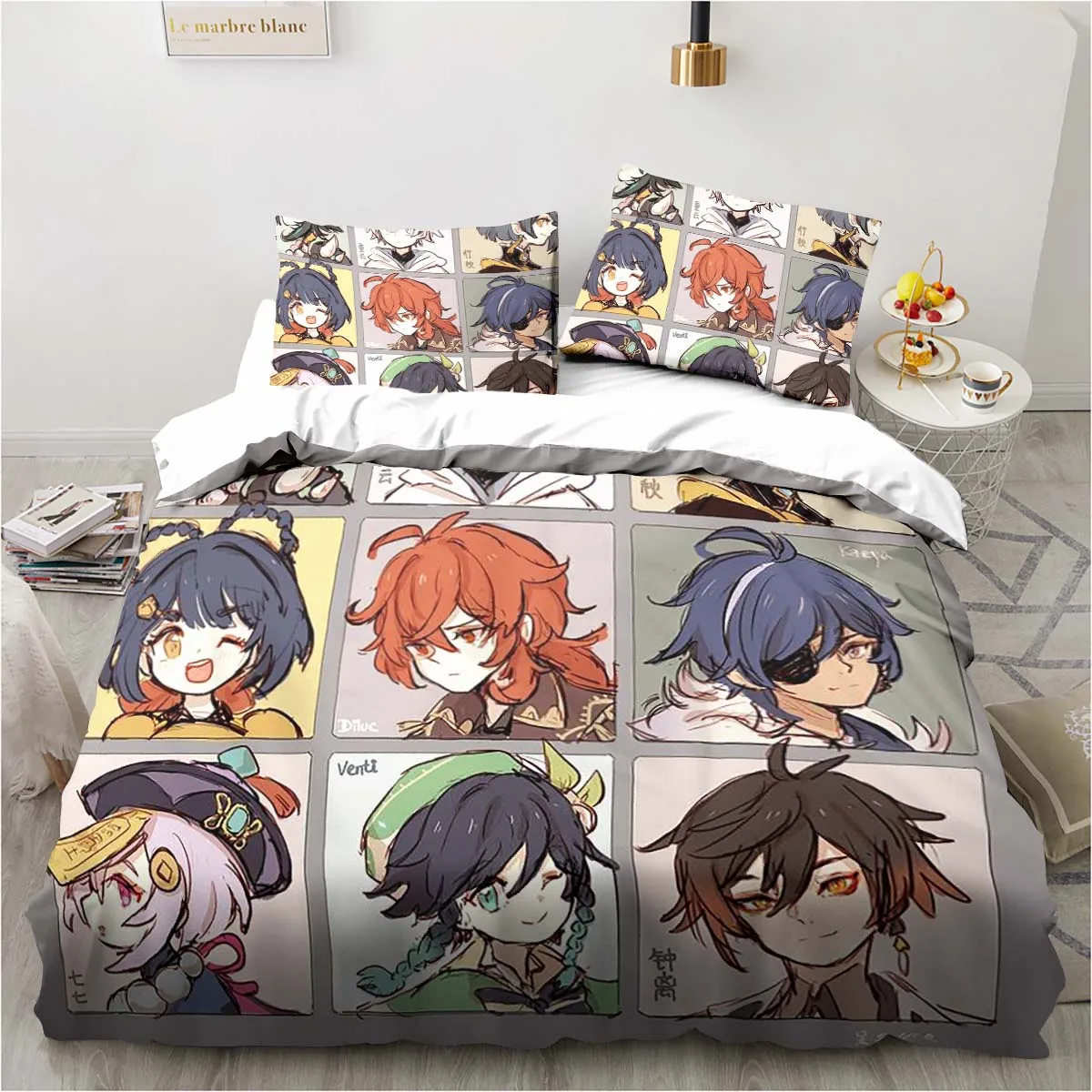 Cartoon Anime Genshin Impact G - Linen Duvet Cover avaliação e preço