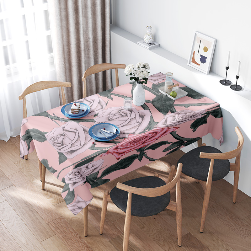 Pink Floral Tablecloth with Pi - Home Textiles Com avaliação e preço