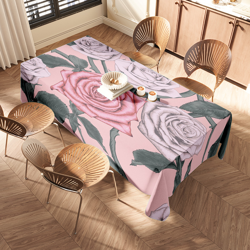 Pink Floral Tablecloth with Pi - Home Textiles Com avaliação e preço