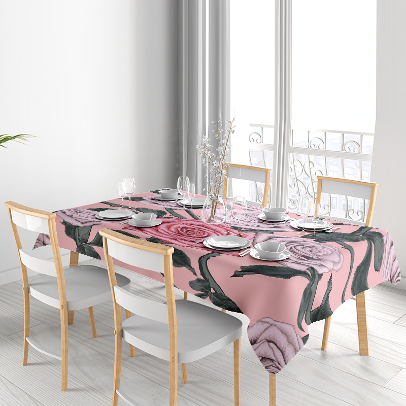 Pink Floral Tablecloth with Pi - Home Textiles Com avaliação e preço
