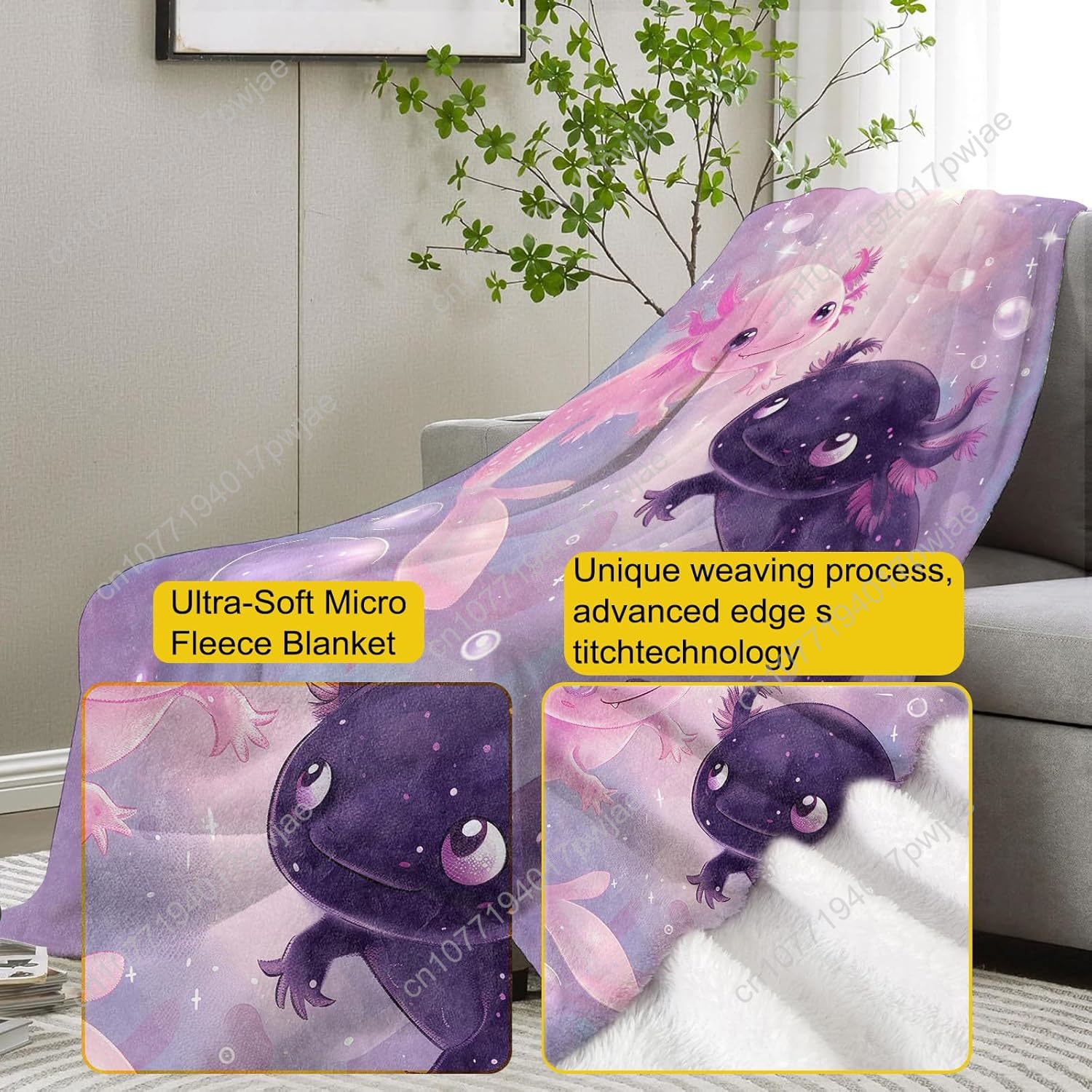 Axolotl Blanket Cute Axolotls  - Home Of Textiles avaliação e preço