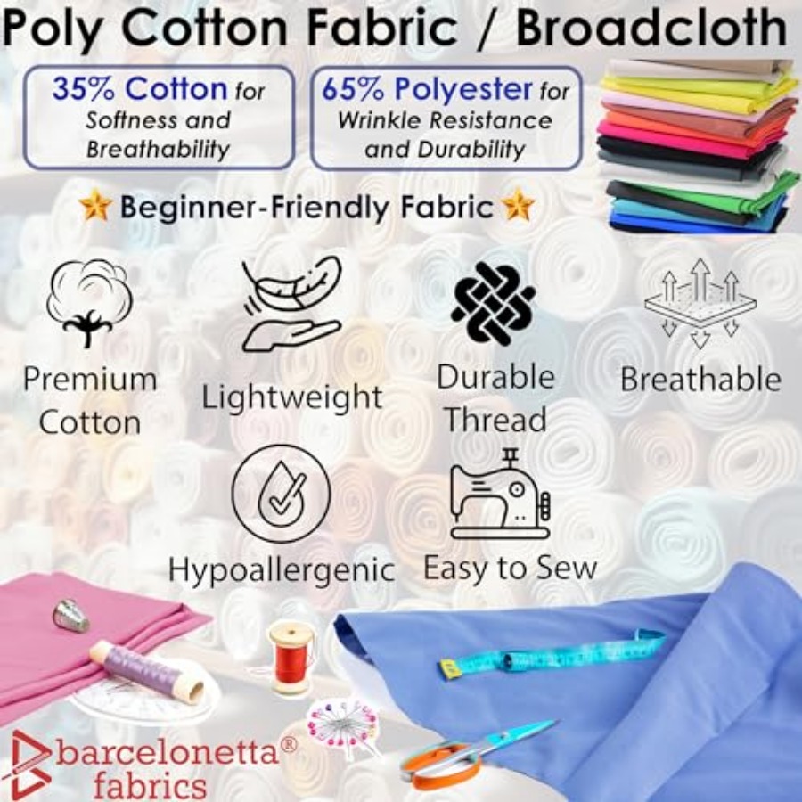 Poly Cotton Fabric for Sewing  - Textiles For Home avaliação e preço