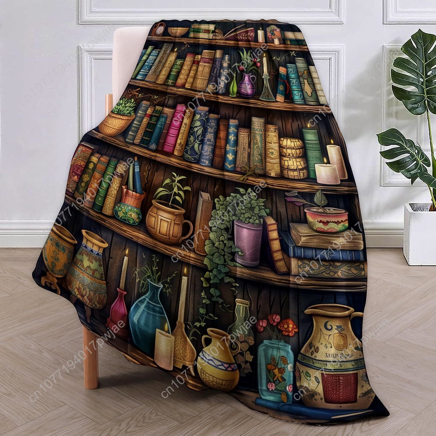 Vintage Bookshelf Blanket Read - Textiles For Home avaliação e preço