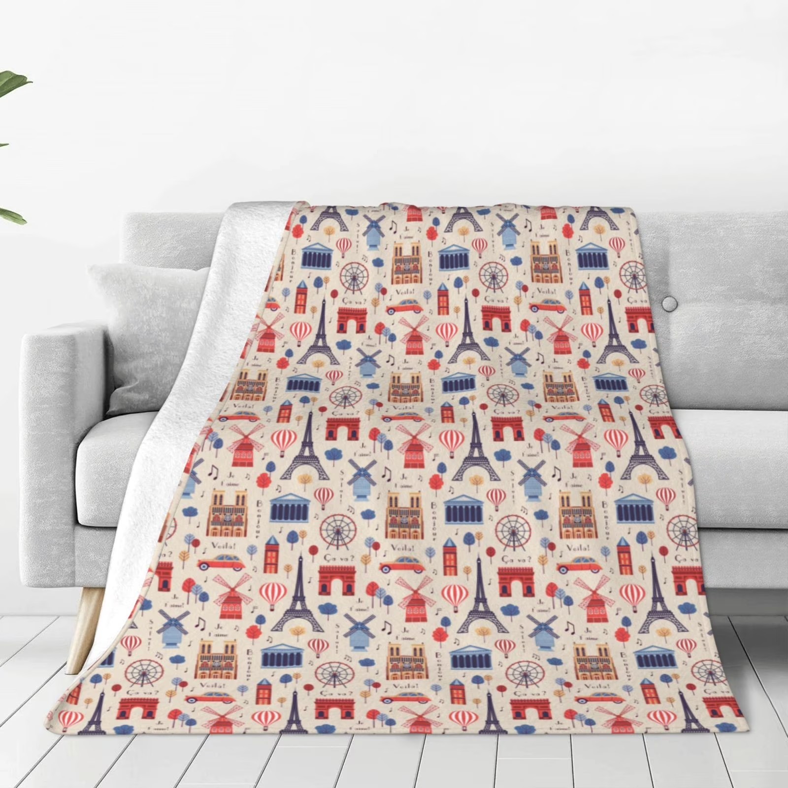 Paris Landmark Print Sherpa Fl - Home Textiles Paris avaliação e preço