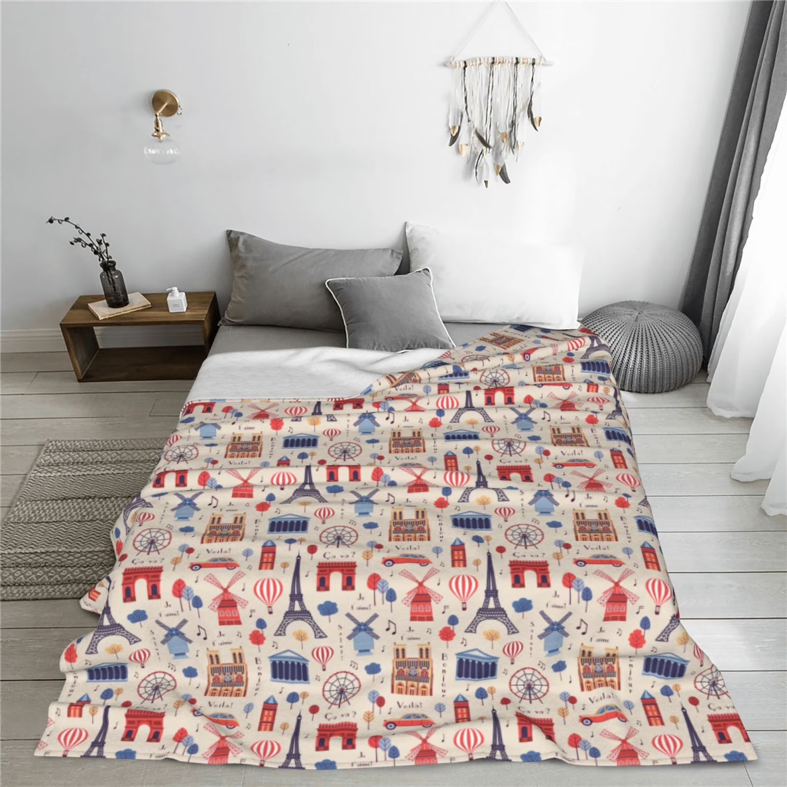 Paris Landmark Print Sherpa Fl - Home Textiles Paris avaliação e preço