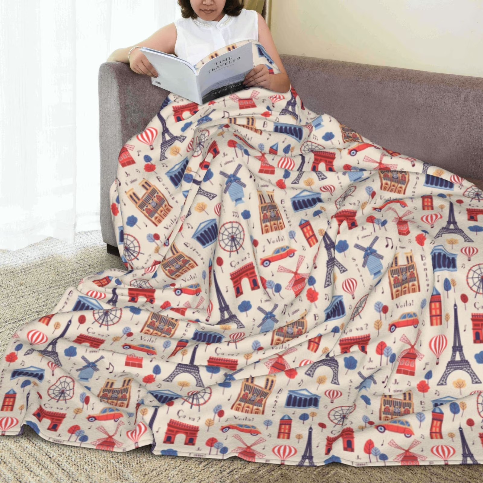 Paris Landmark Print Sherpa Fl - Home Textiles Paris avaliação e preço