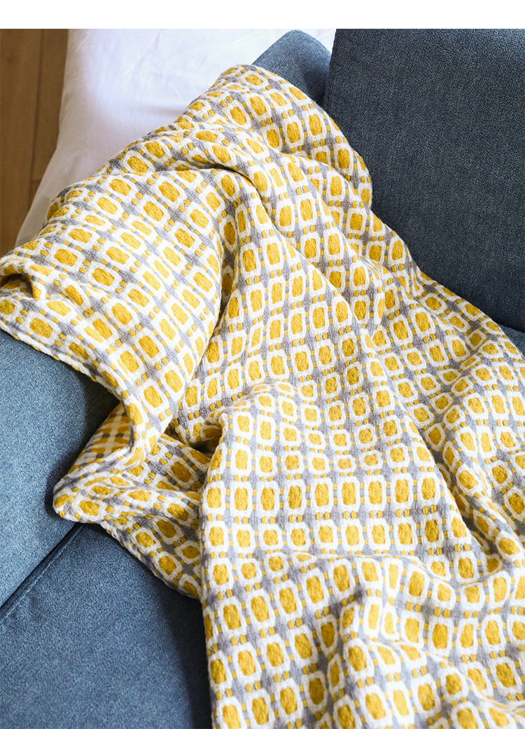 Mustard Yellow Nordic Knitted  - Throw Blanket Chunky Knit avaliação e preço
