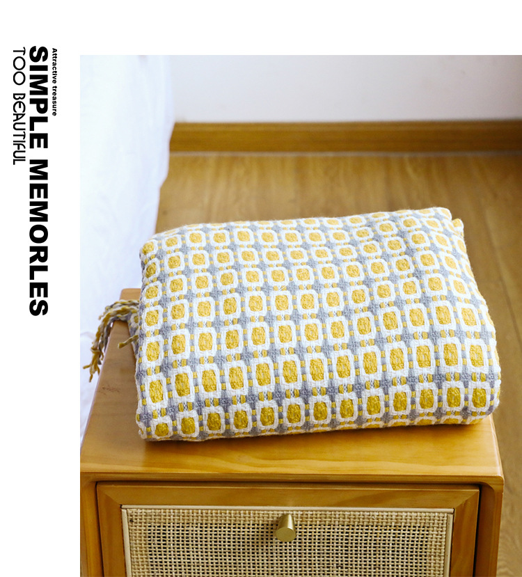 Mustard Yellow Nordic Knitted  - Throw Blanket Chunky Knit avaliação e preço