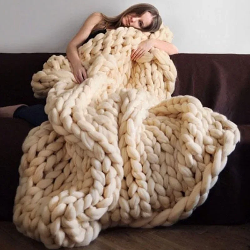 hot Handmade Chunky Knitted Bl - Throw Blanket Chunky Knit avaliação e preço