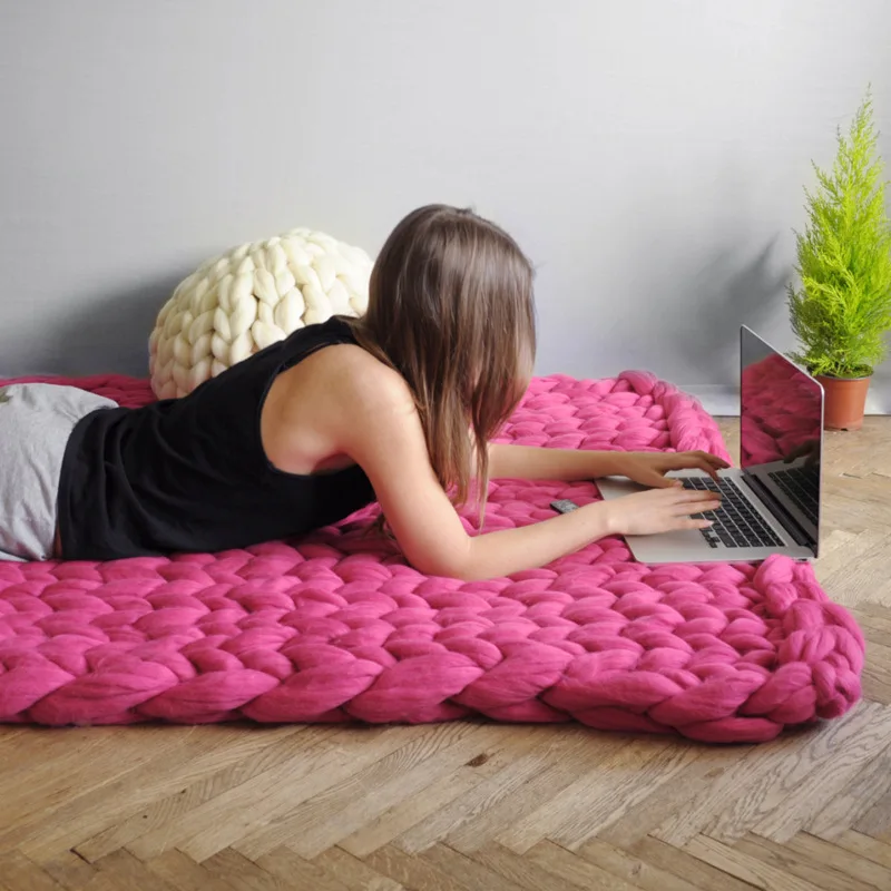 hot Handmade Chunky Knitted Bl - Throw Blanket Chunky Knit avaliação e preço