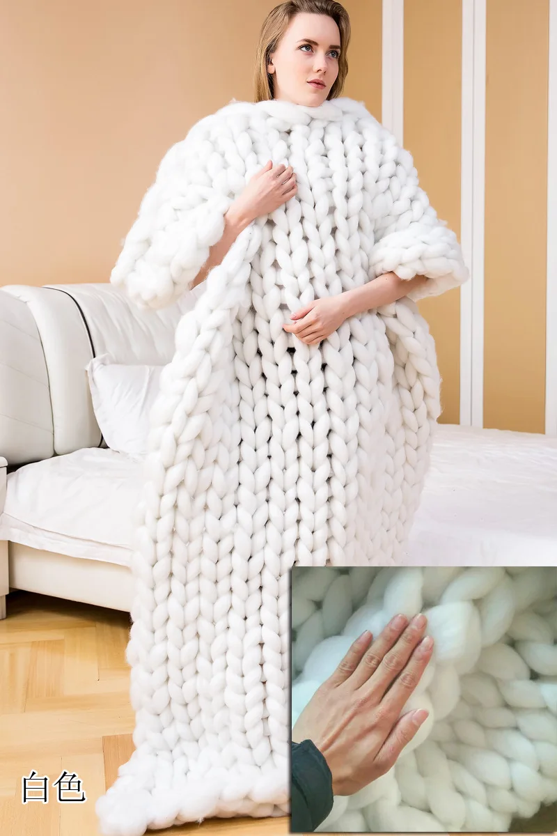 hot Handmade Chunky Knitted Bl - Throw Blanket Chunky Knit avaliação e preço