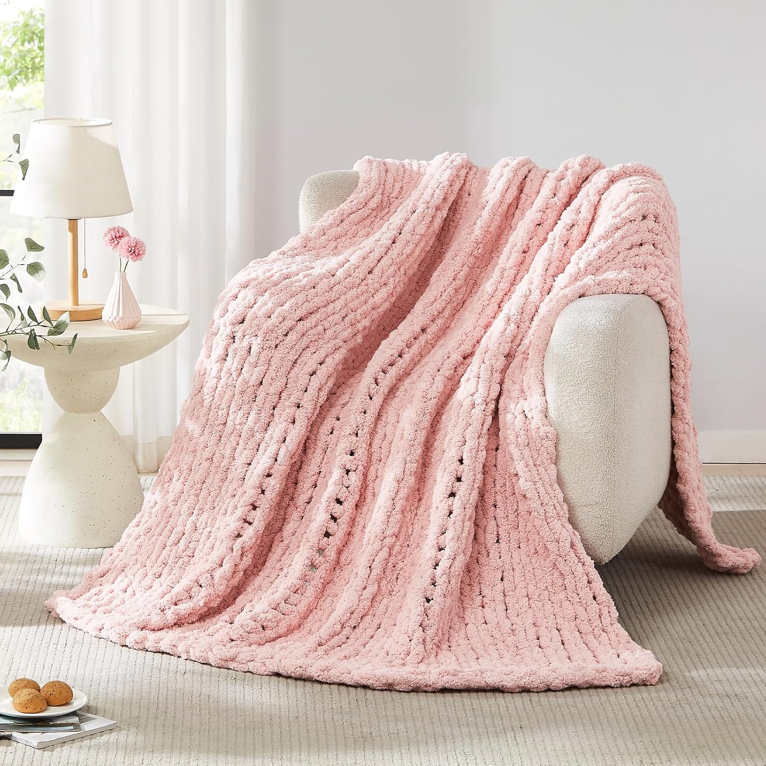 Chunky Knit Blanket Throw Chen - Throw Blanket Chunky Knit avaliação e preço