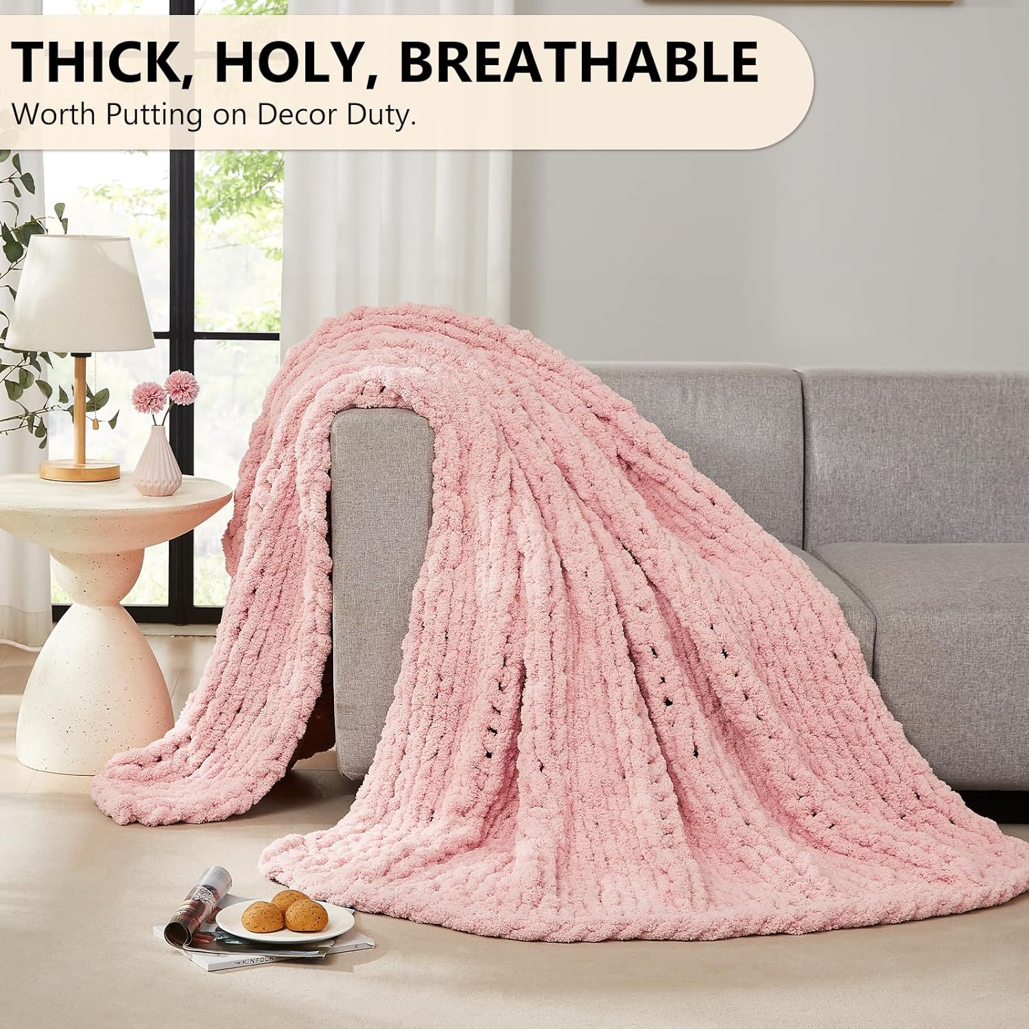 Chunky Knit Blanket Throw Chen - Throw Blanket Chunky Knit avaliação e preço