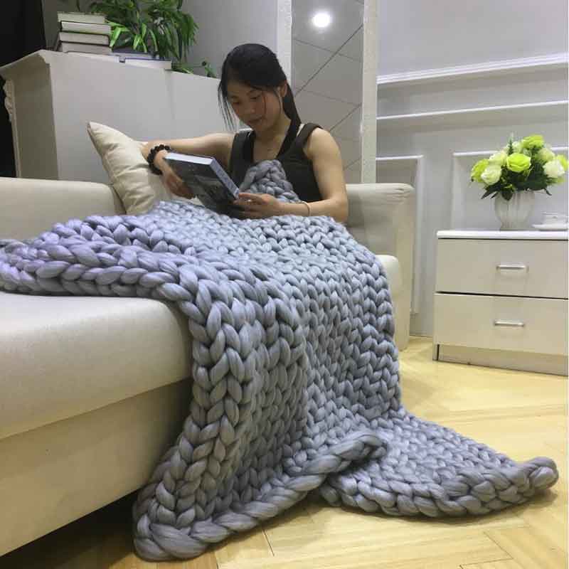Fashion Hand Chunky Knitted Bl - Throw Blanket Chunky Knit avaliação e preço