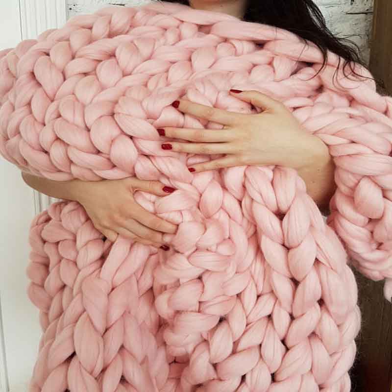 Fashion Hand Chunky Knitted Bl - Throw Blanket Chunky Knit avaliação e preço