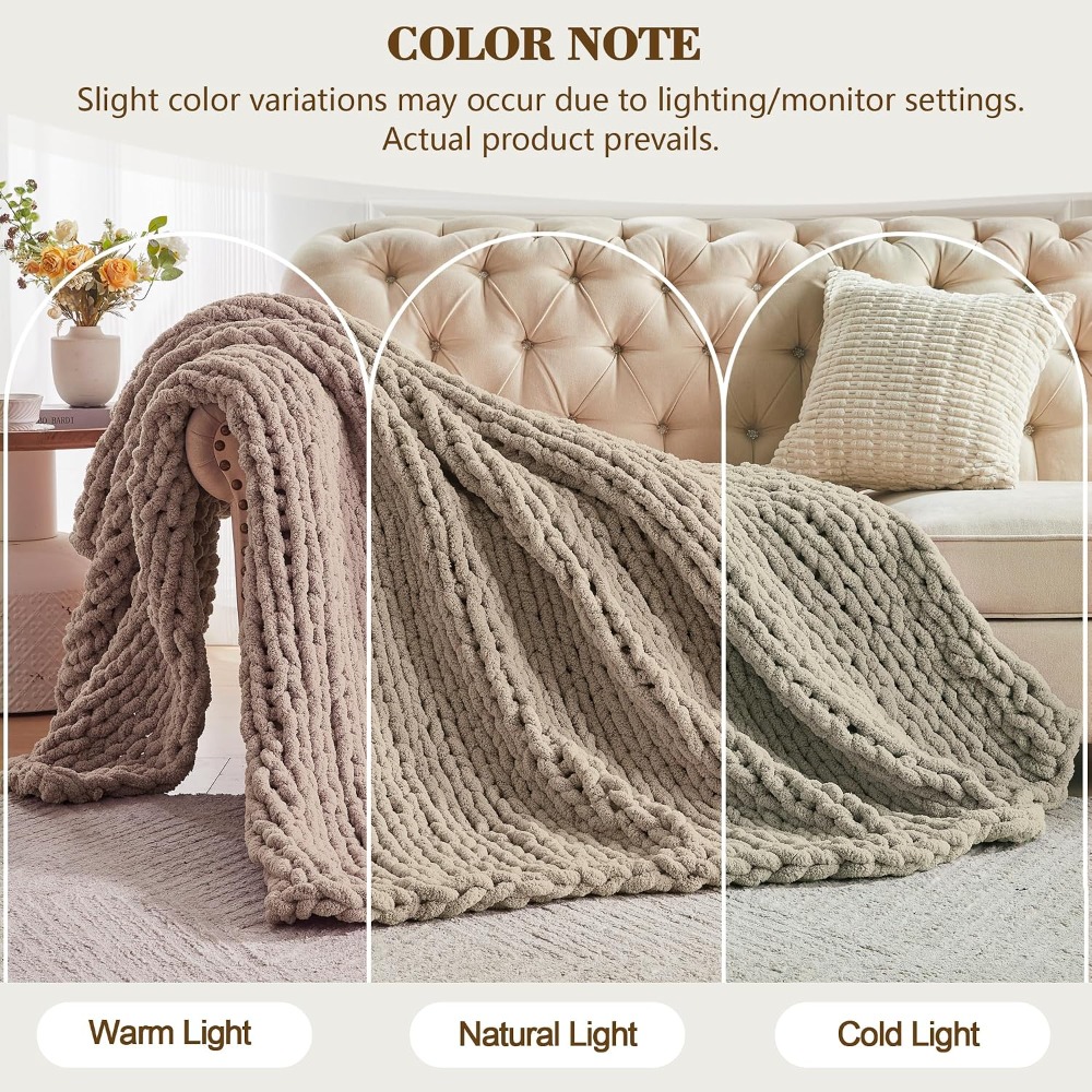 Handmade Chunky Knit Throw Bla - Throw Blanket Chunky Knit avaliação e preço