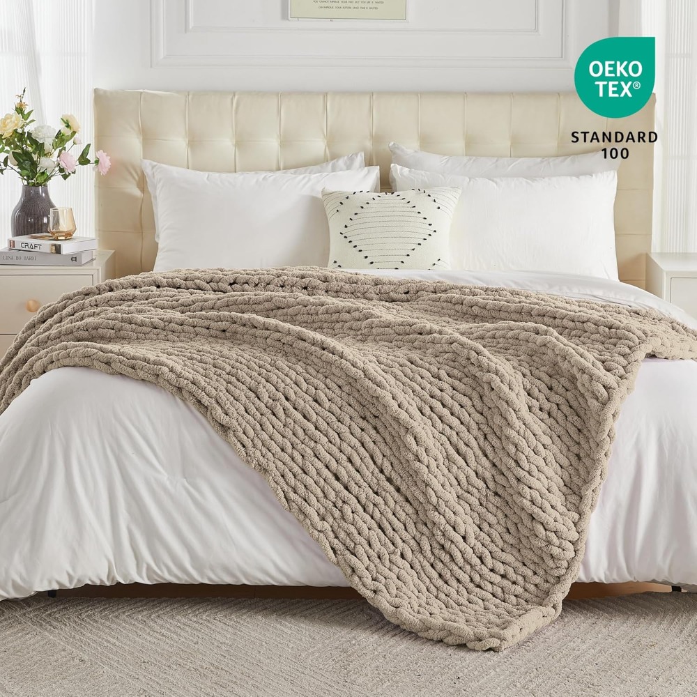 Handmade Chunky Knit Throw Bla - Throw Blanket Chunky Knit avaliação e preço