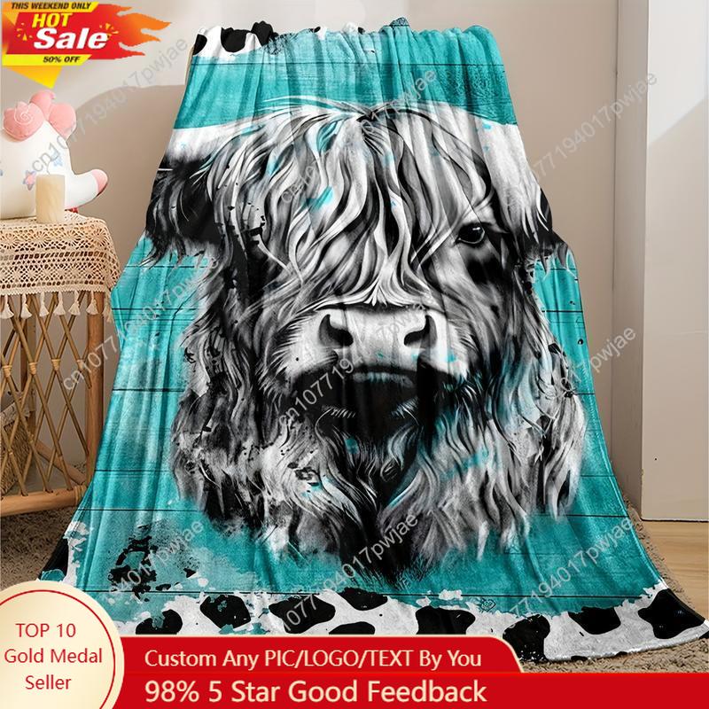 Cozy Soft Highland Cow Flannel - Throw Blanket Chunky Knit avaliação e preço