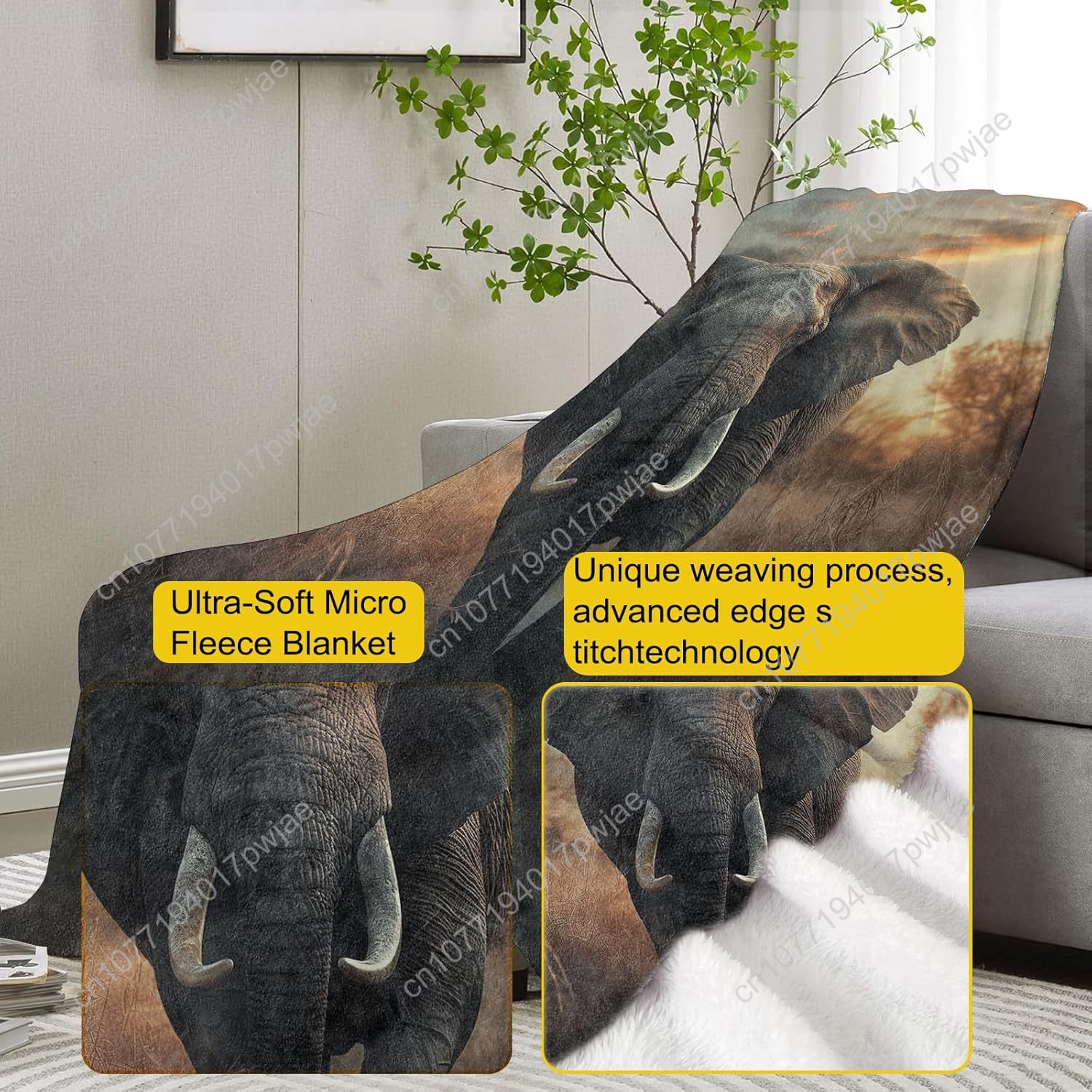 Elephant Fleece Blanket, Reali - Home Of Textiles avaliação e preço