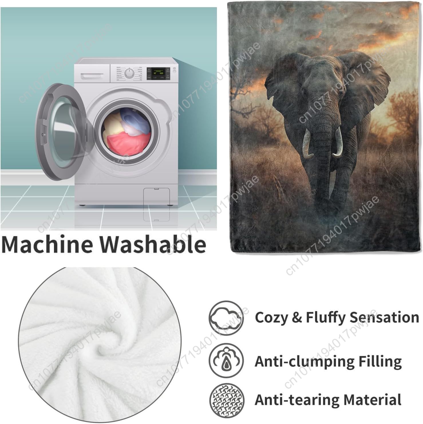 Elephant Fleece Blanket, Reali - Home Of Textiles avaliação e preço