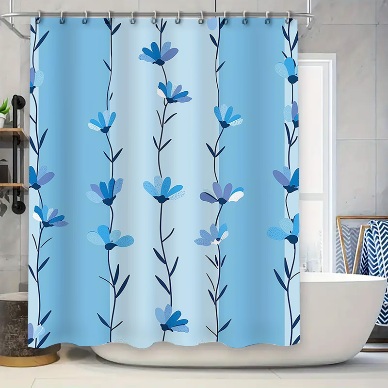 Blue Floral Shower Curtain, So - Home Textiles Com avaliação e preço