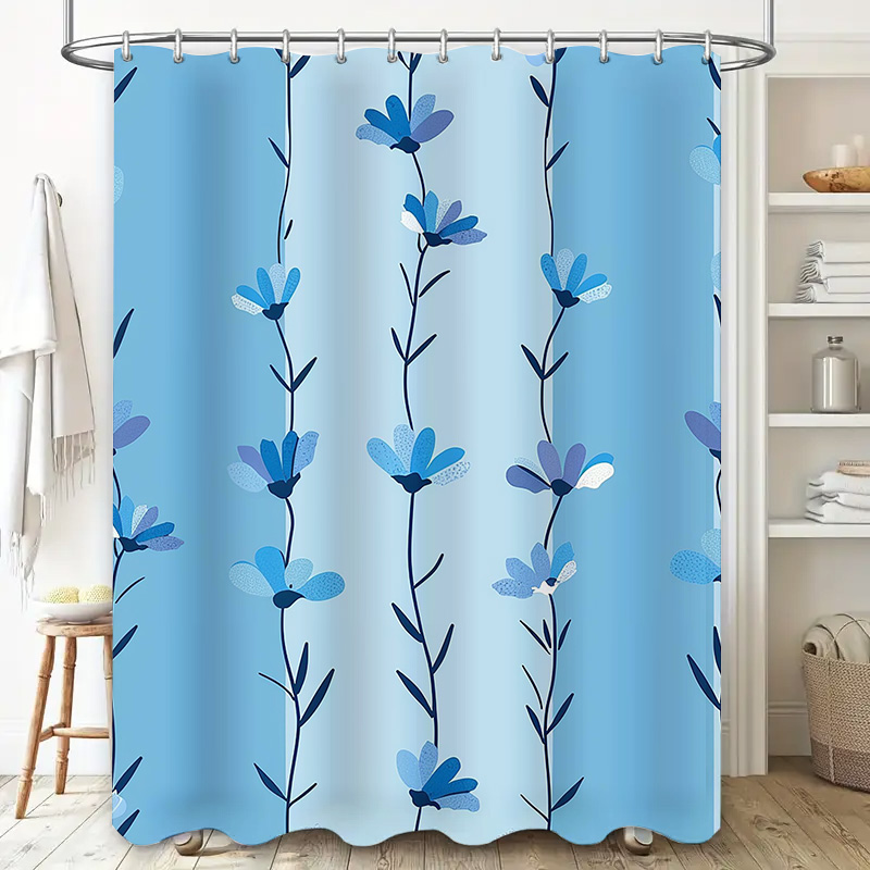 Blue Floral Shower Curtain, So - Home Textiles Com avaliação e preço