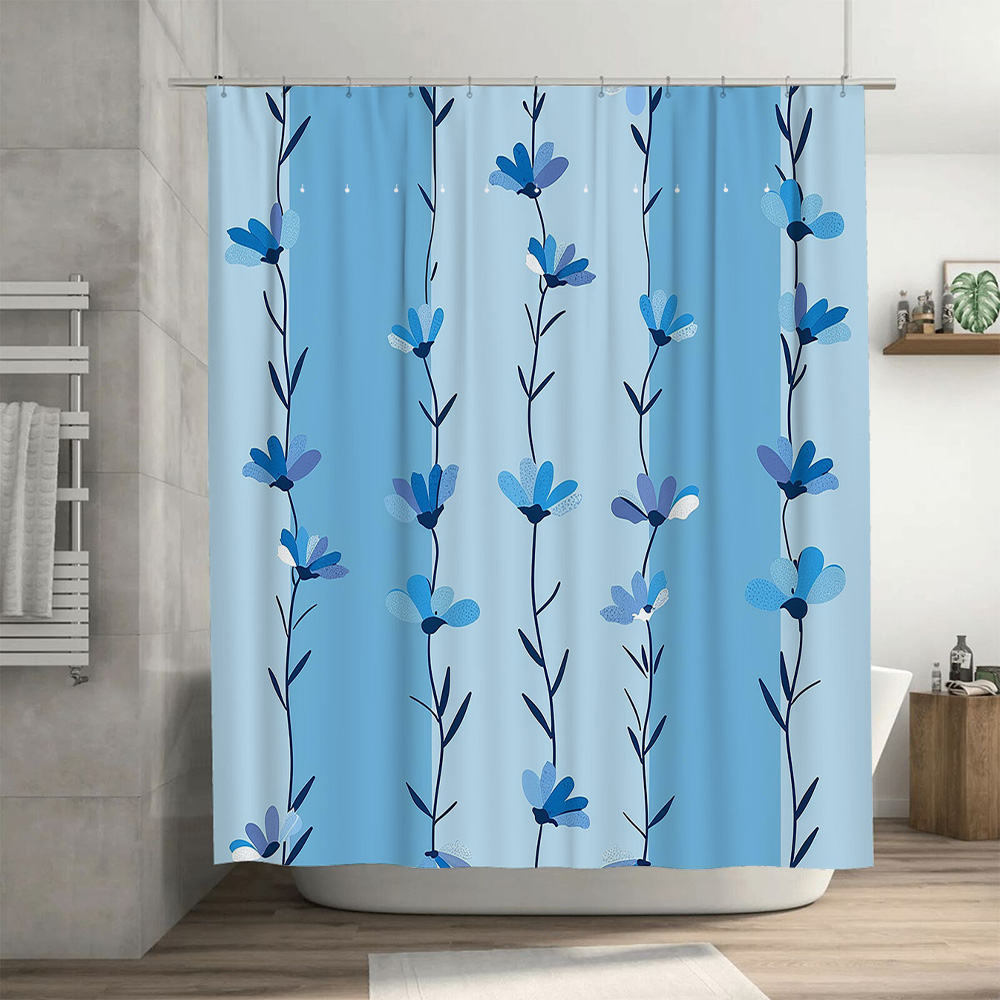 Blue Floral Shower Curtain, So - Home Textiles Com avaliação e preço