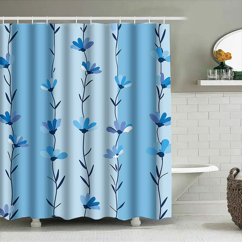 Blue Floral Shower Curtain, So - Home Textiles Com avaliação e preço