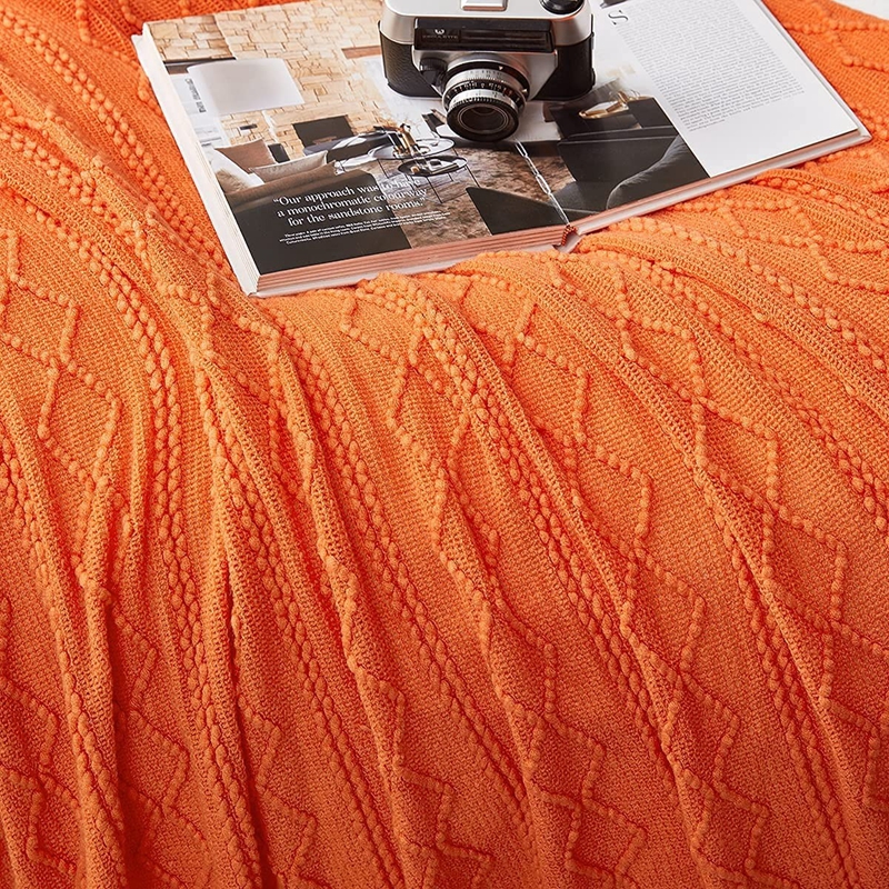 Orange Knitted Throw Blankets  - Throw Blanket Chunky Knit avaliação e preço