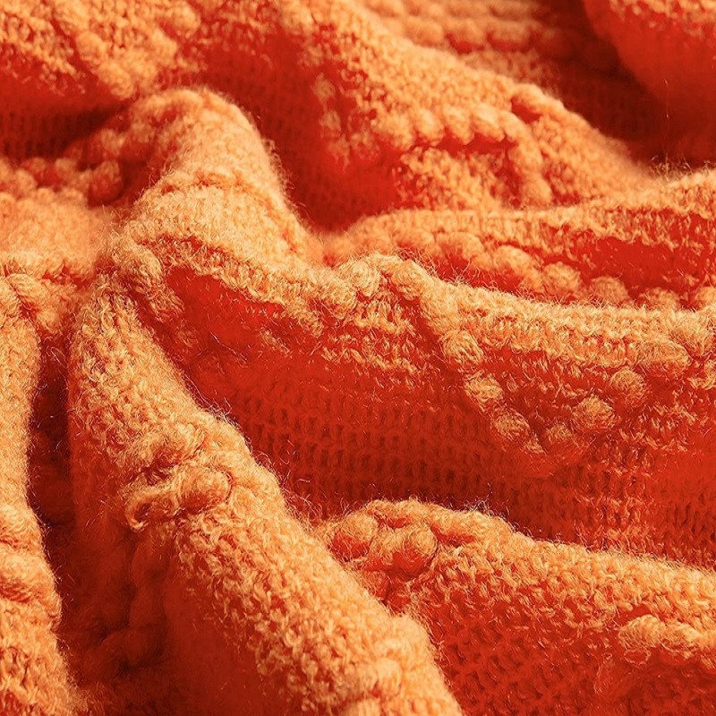 Orange Knitted Throw Blankets  - Throw Blanket Chunky Knit avaliação e preço