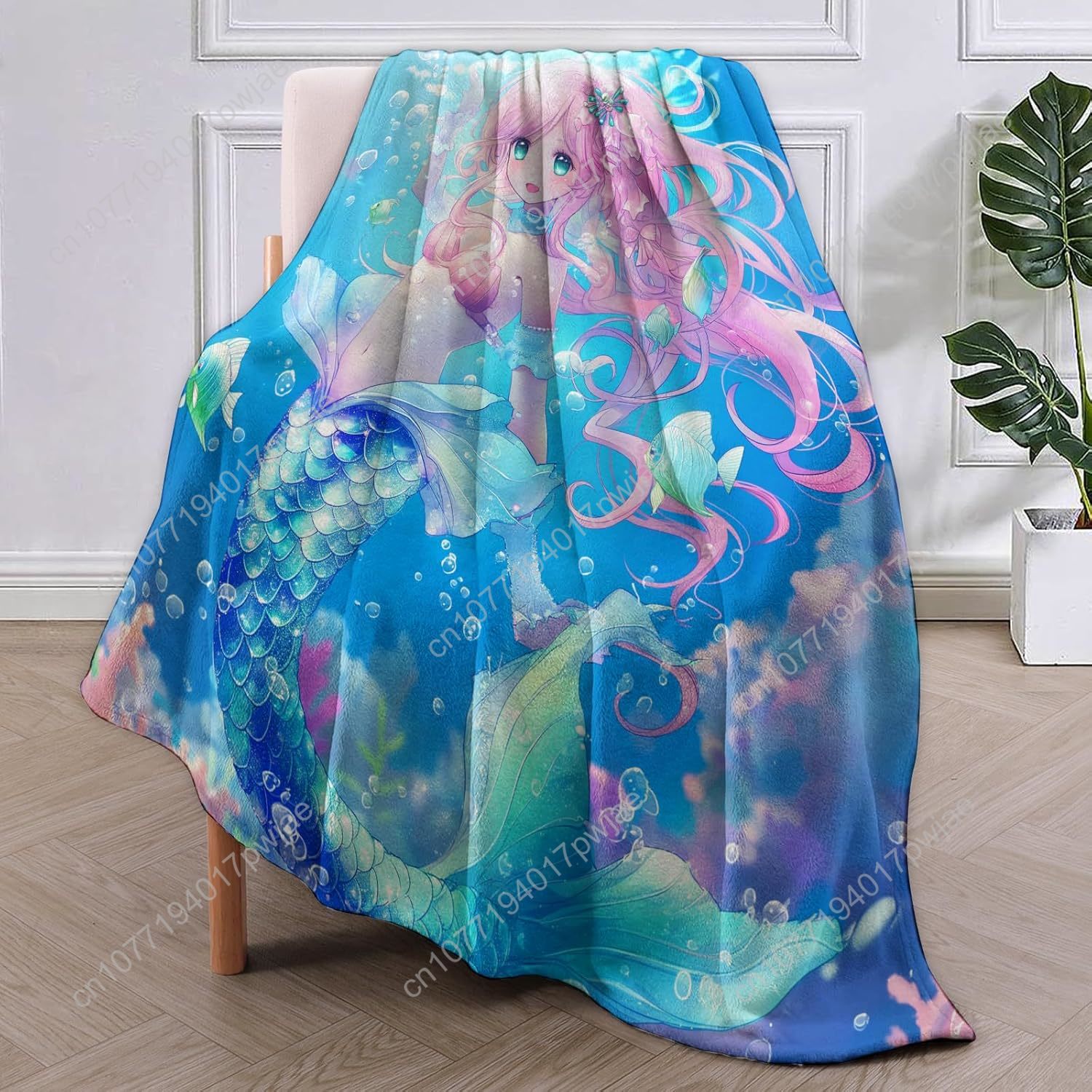 Cute Mermaid Blanket Cartoon F - Home Of Textiles avaliação e preço