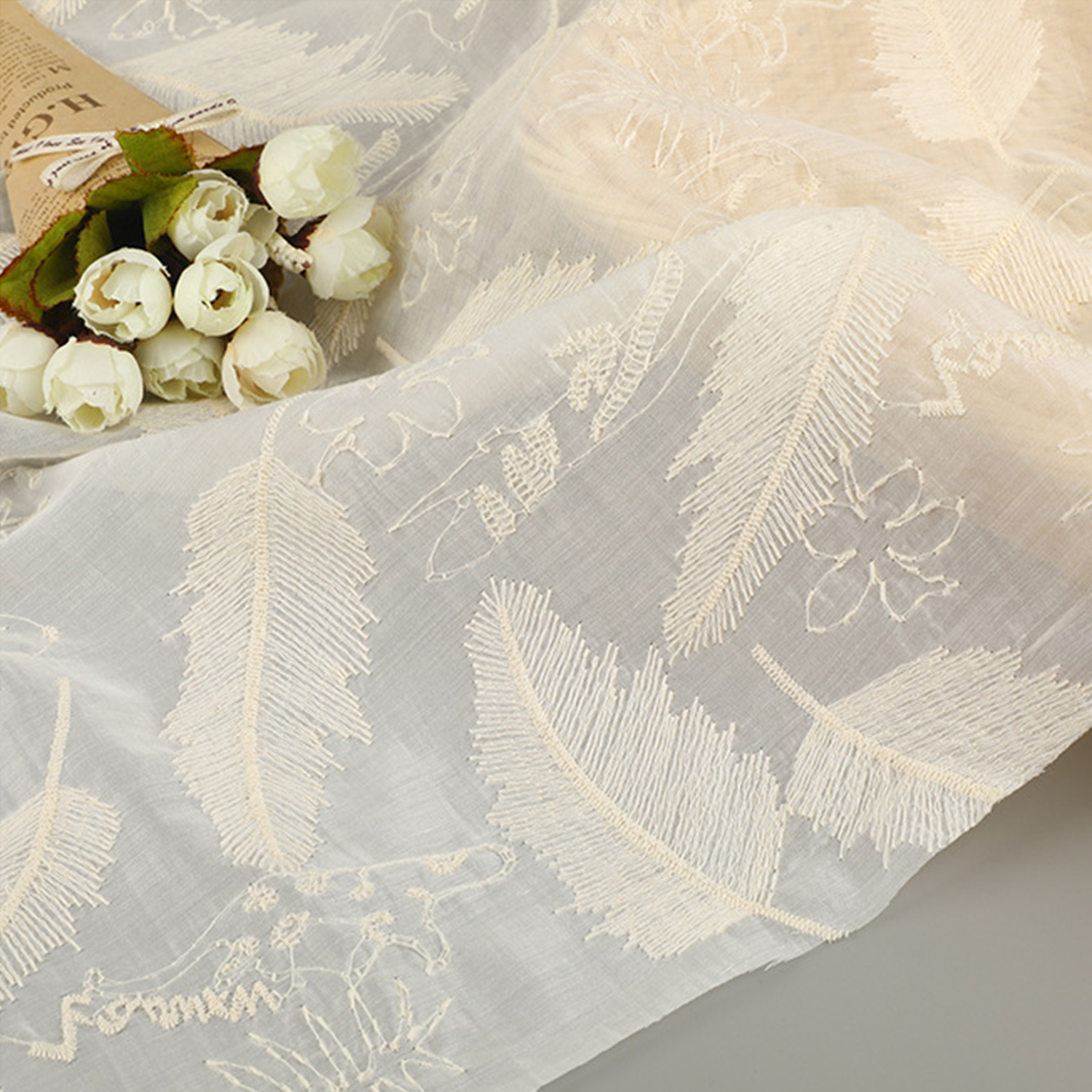 5 Yards Silk Cotton Embroidery - Home Textiles Suppliers avaliação e preço