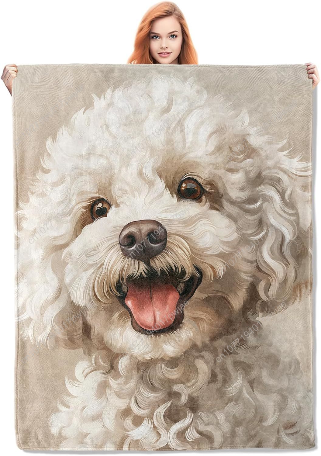 Joyful Poodle Portrait Blanket - Home Of Textiles avaliação e preço