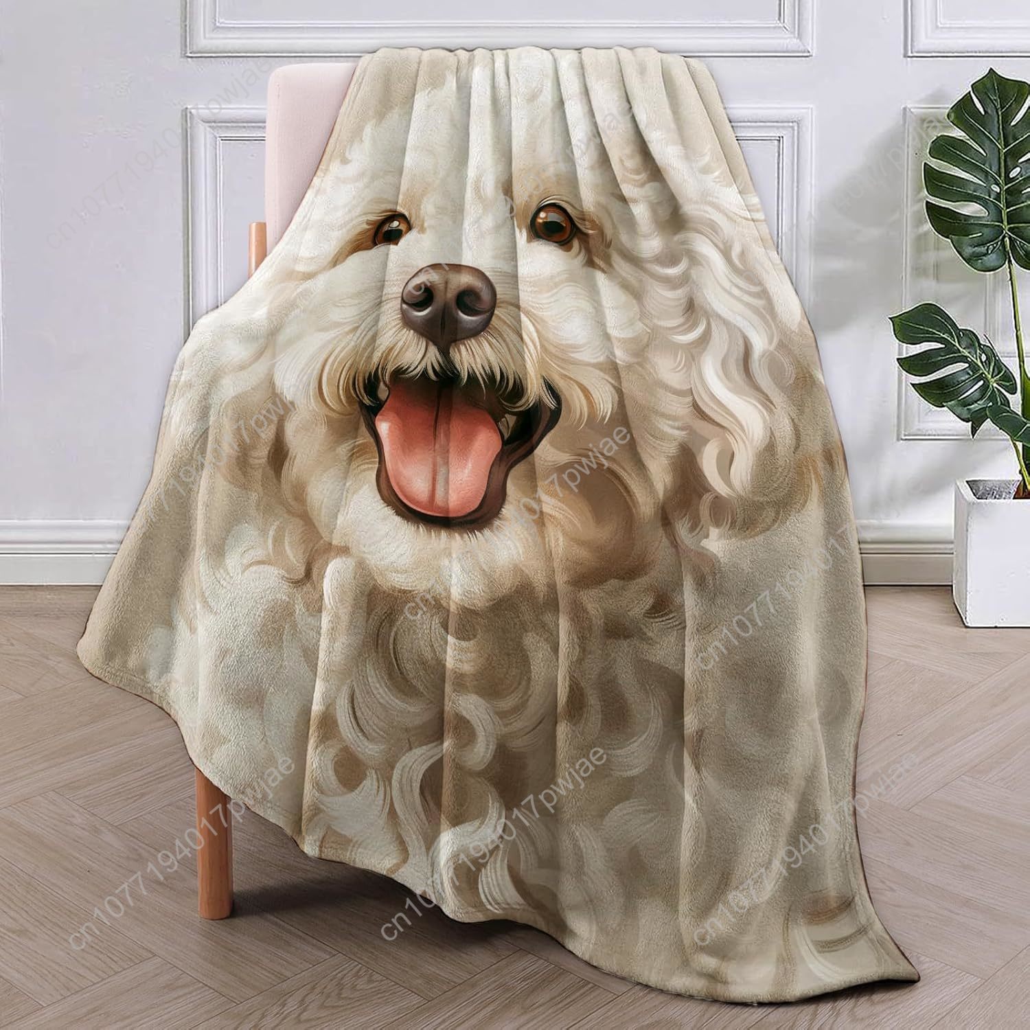 Joyful Poodle Portrait Blanket - Home Of Textiles avaliação e preço