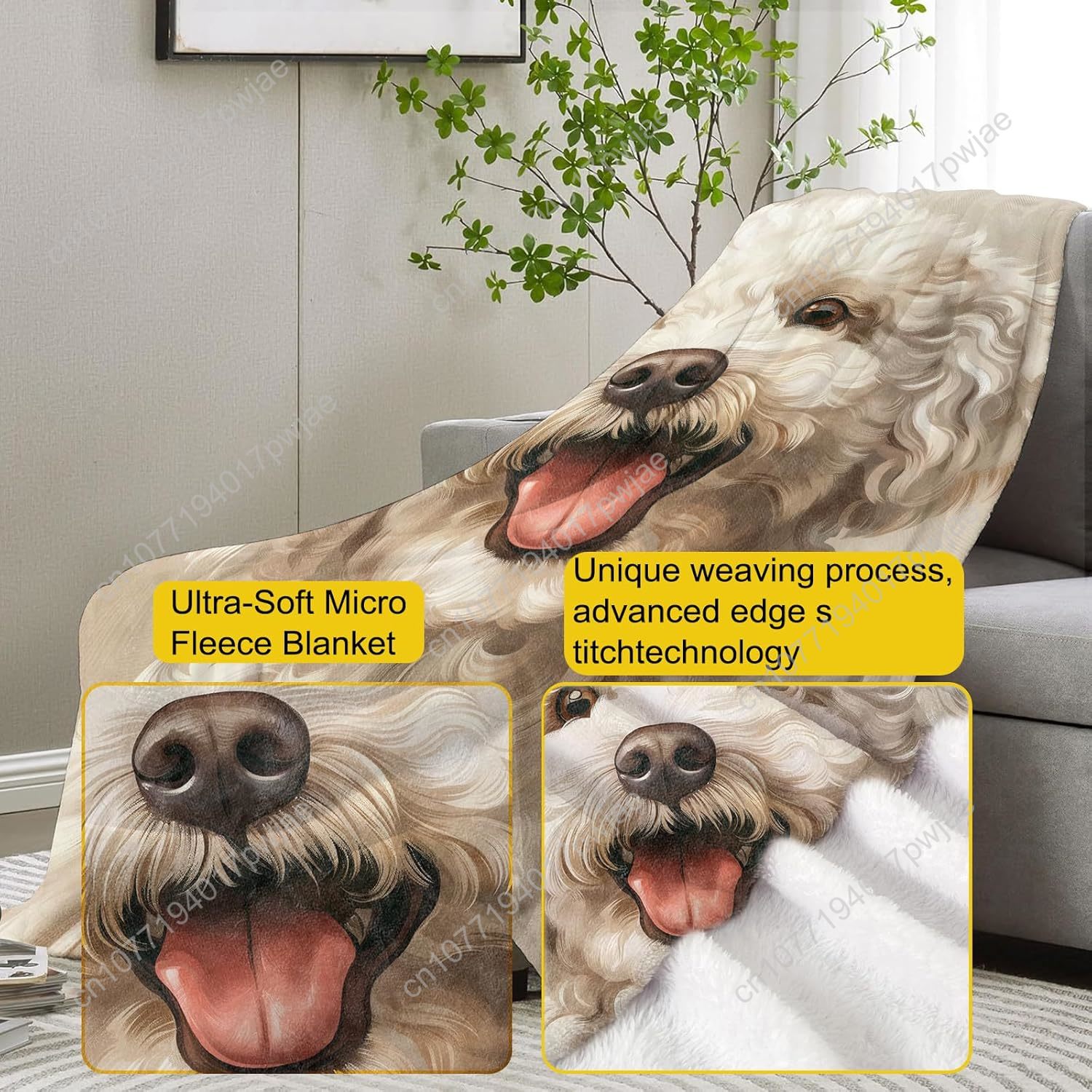 Joyful Poodle Portrait Blanket - Home Of Textiles avaliação e preço