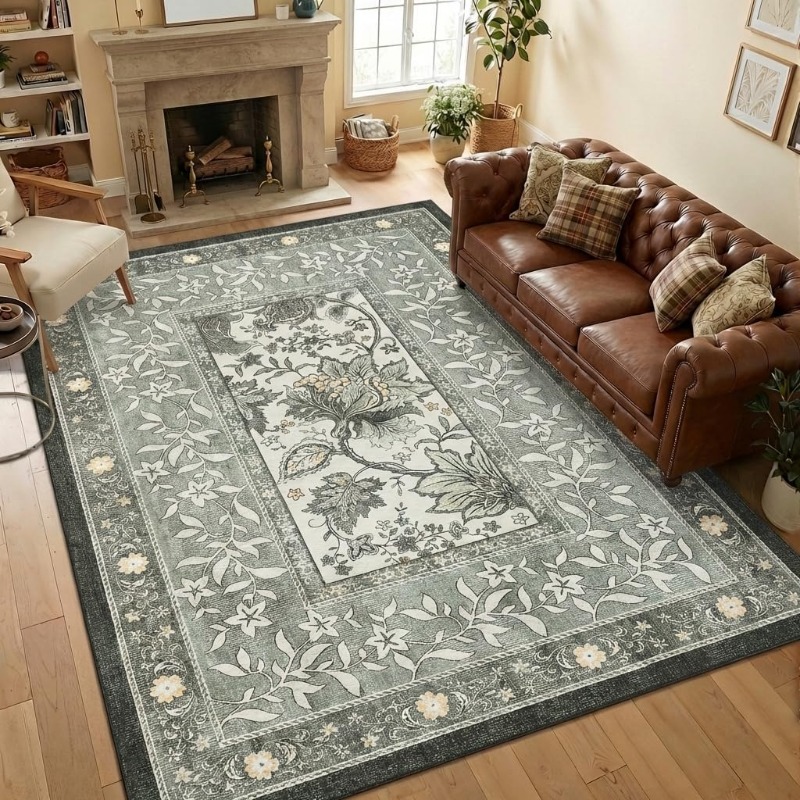 Retro Plant Print Carpet for L - Home Textiles Online avaliação e preço