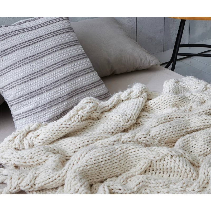 Thick Blanket Chunky Hand-wove - Throw Blanket Chunky Knit avaliação e preço