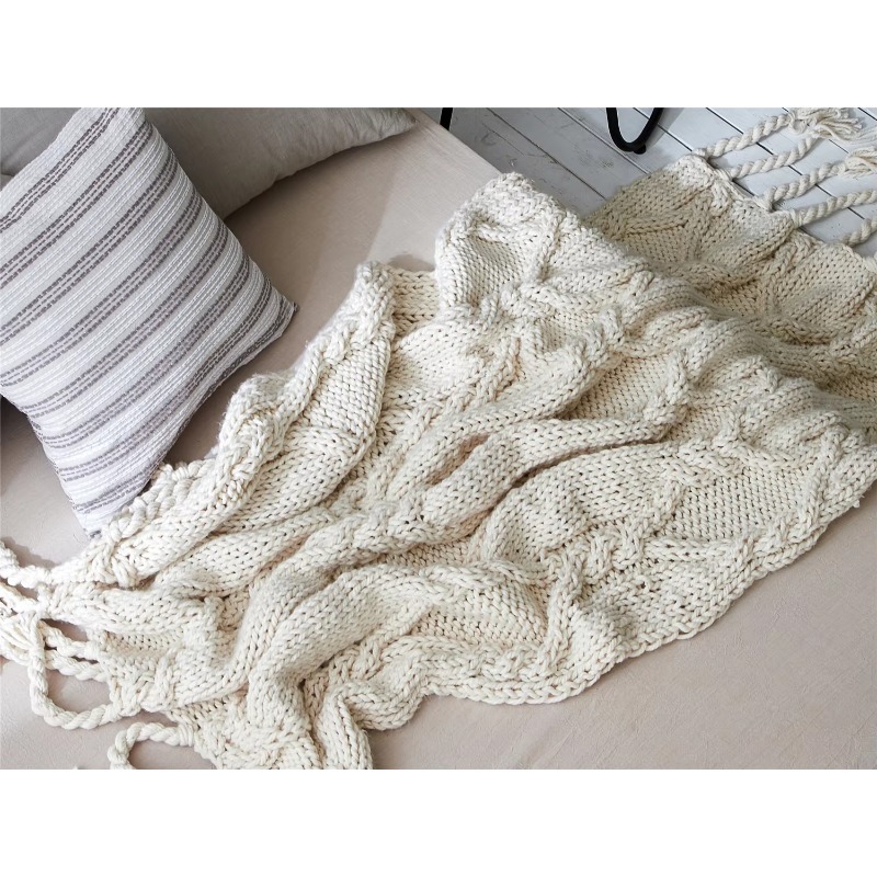 Thick Blanket Chunky Hand-wove - Throw Blanket Chunky Knit avaliação e preço