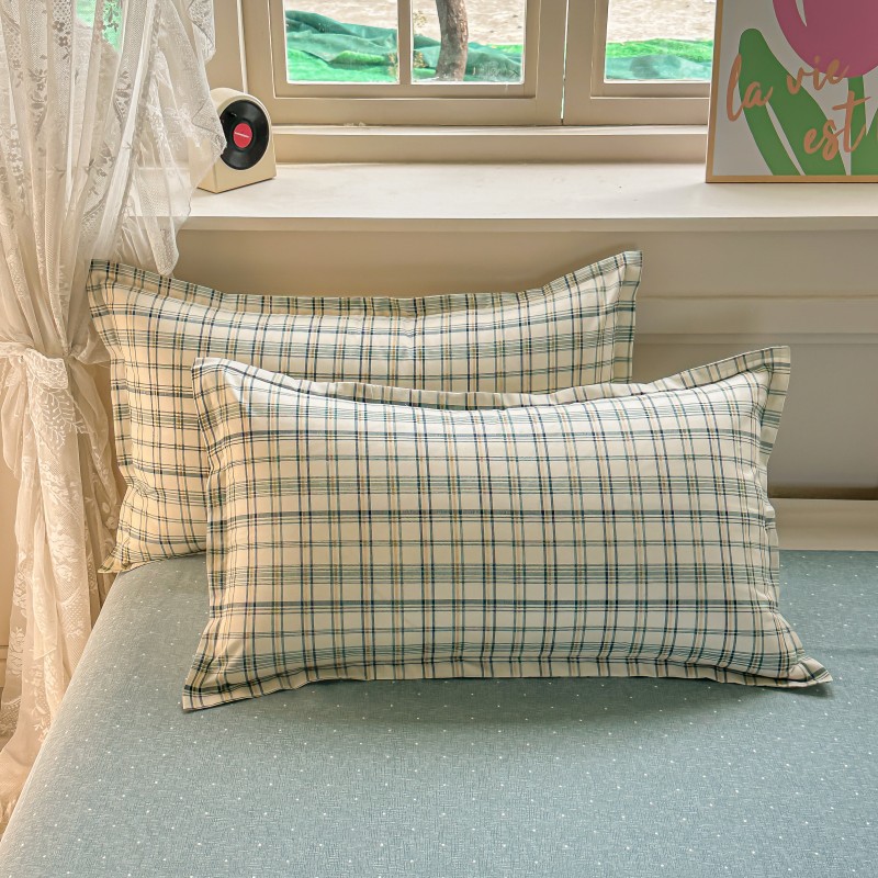 4PCS Green Plaid Bedding Set,  - Linen Duvet Cover avaliação e preço